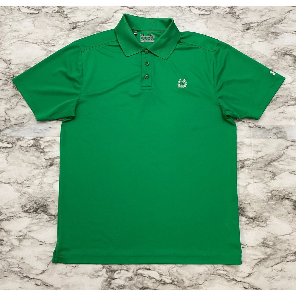 Under Armour Loose Heatgear Mens Golf Polo Shirt Size M Green Short Sleeve MP